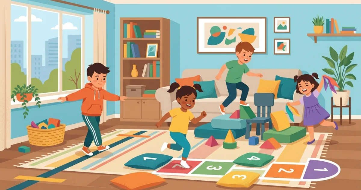 Juegos activos para chicos en el departamento